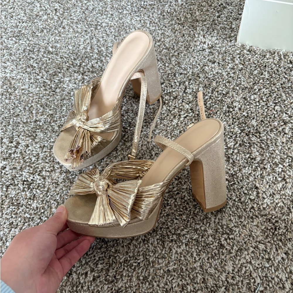 Gold bow heels